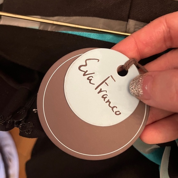 NWT Rare Eva Franco Tiered A-Line Mini Skirt sze 4P Blue Black Sheer Striped - Picture 6 of 12